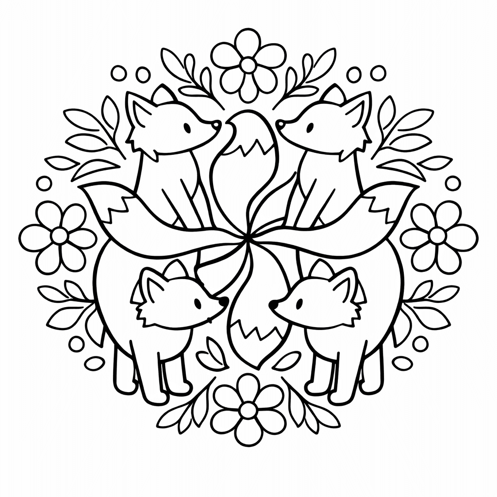 Free printable coloring page: Mandala And Cat, for ages 3-6
