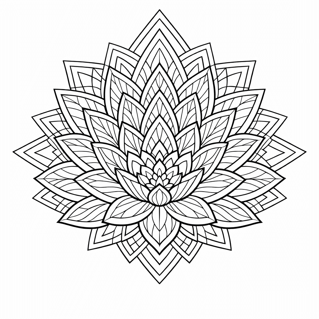 Free printable coloring page: Petal Mandala, for ages 7-12