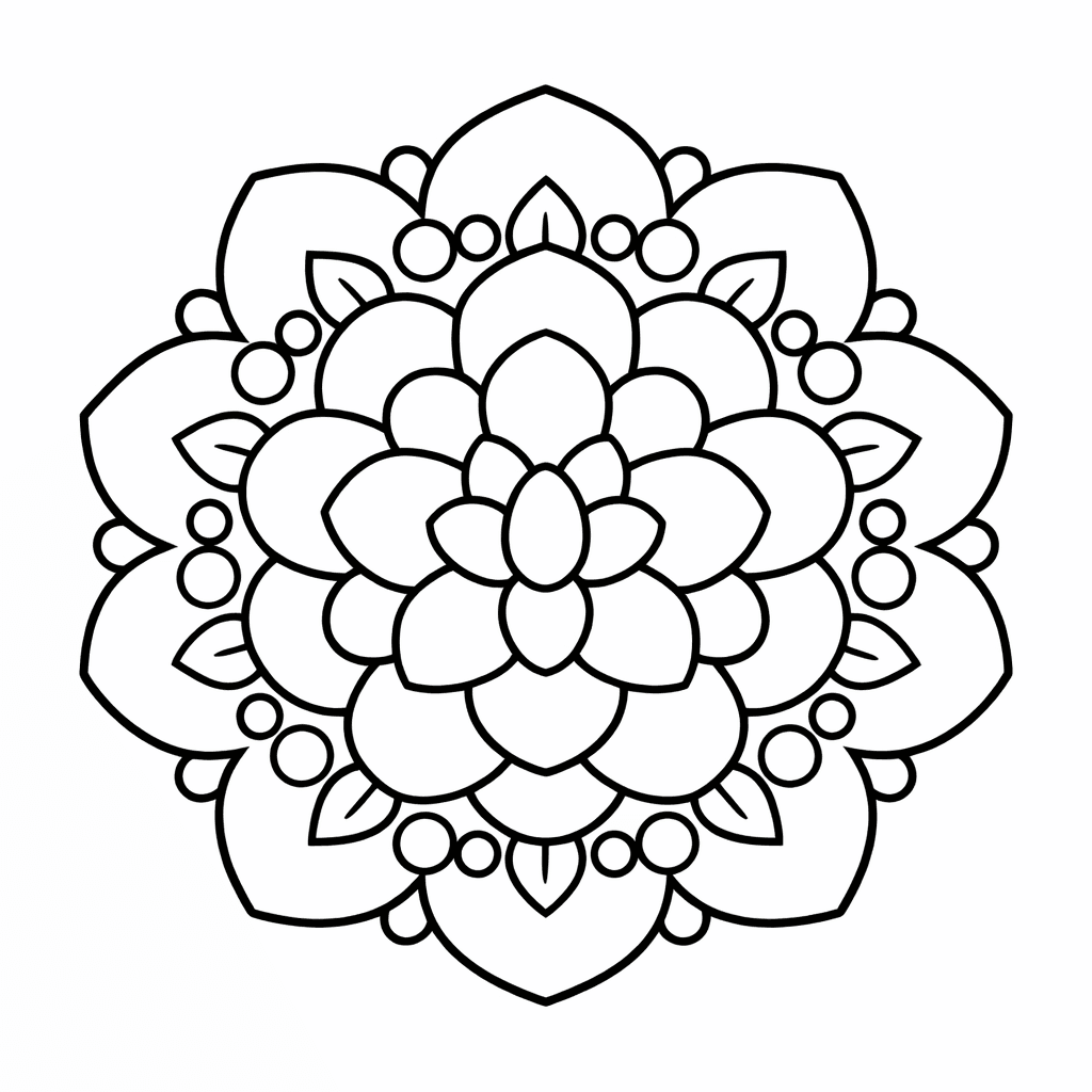 Free printable coloring page: Flower Mandala, for ages 3-6