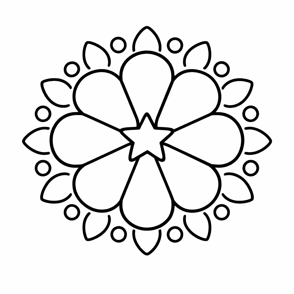 Free printable coloring page: Object Only: Two Or Three Flower Mandalas Side…, for ages 3-6