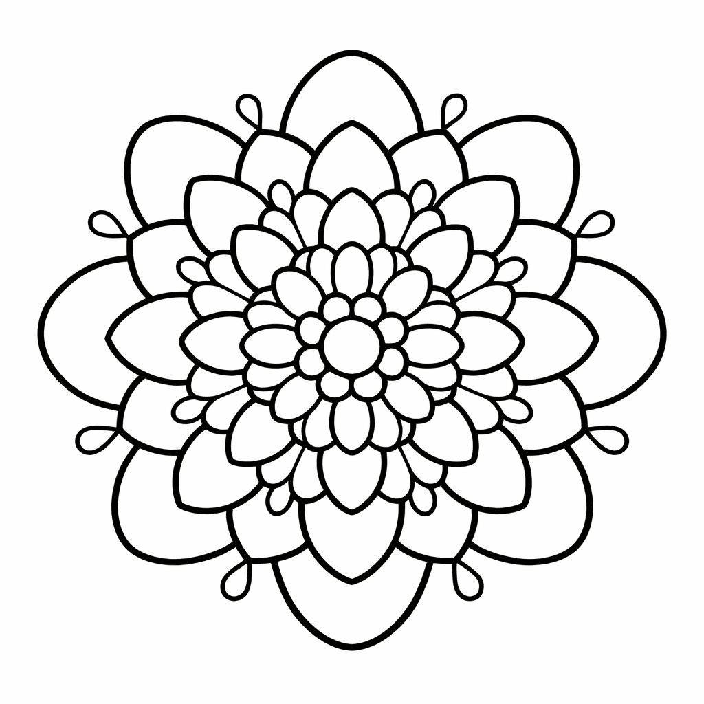 Free printable coloring page: Mandala Daisy, for ages 3-6