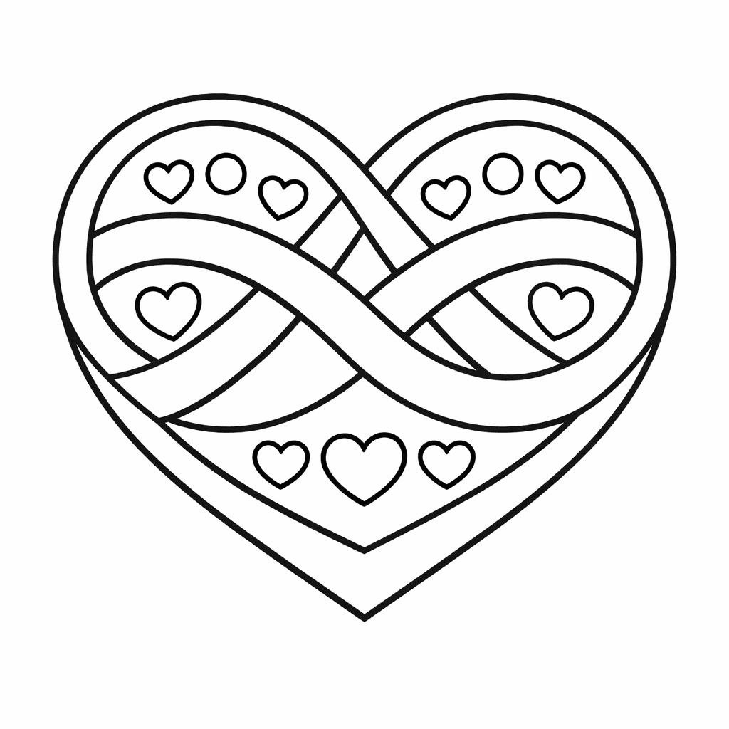 Free printable coloring page: Mandala Valentine, for ages 3-6
