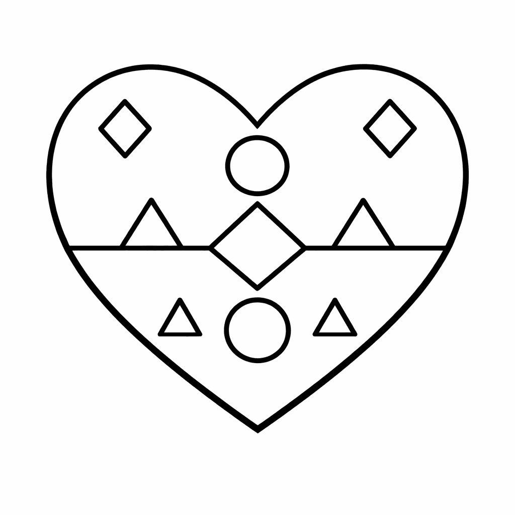 Free printable coloring page: Love Mandala, for ages 3-6