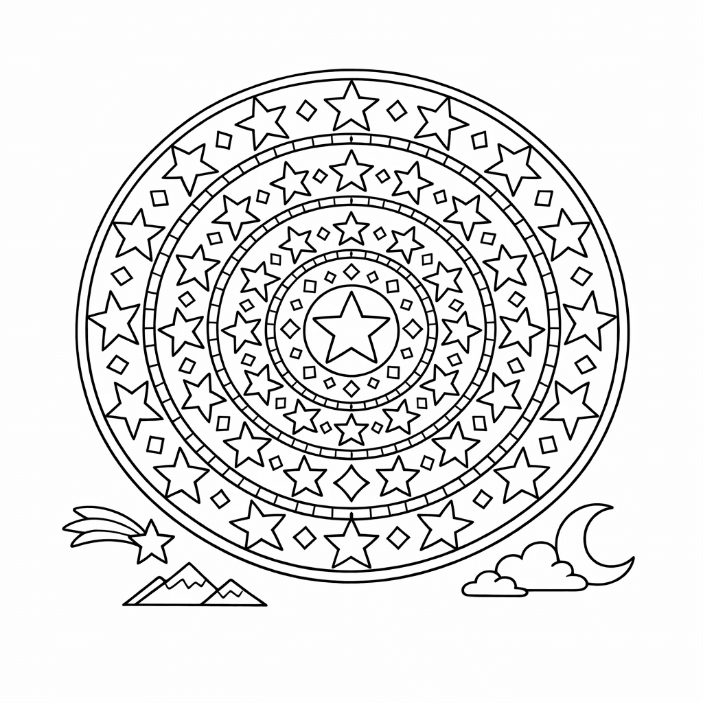Free printable coloring page: Object Only: Two Or Three Simple Mandalas Side…, for ages 7-12