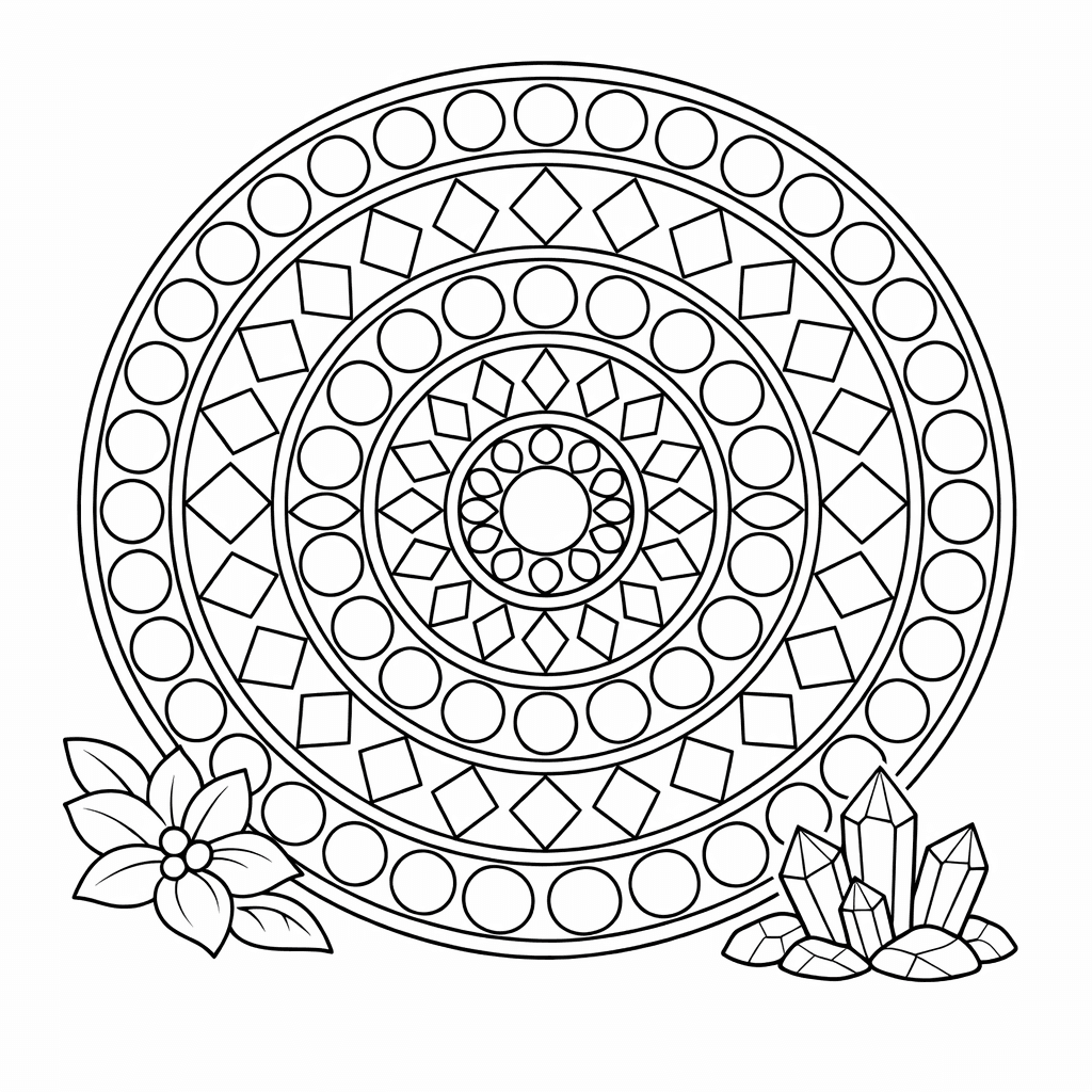 Free printable coloring page: Easy Mandala, for ages 7-12