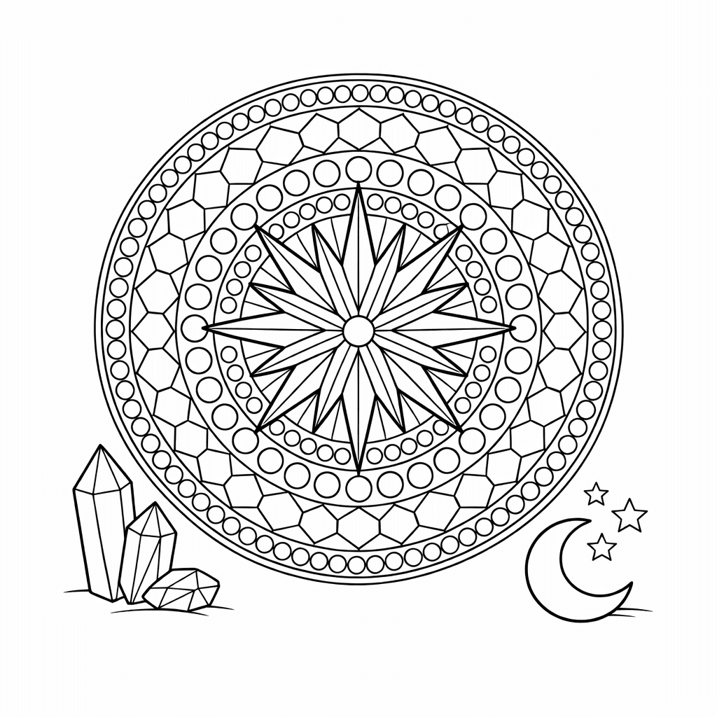 Free printable coloring page: Mandala And Symmetry, for ages 7-12