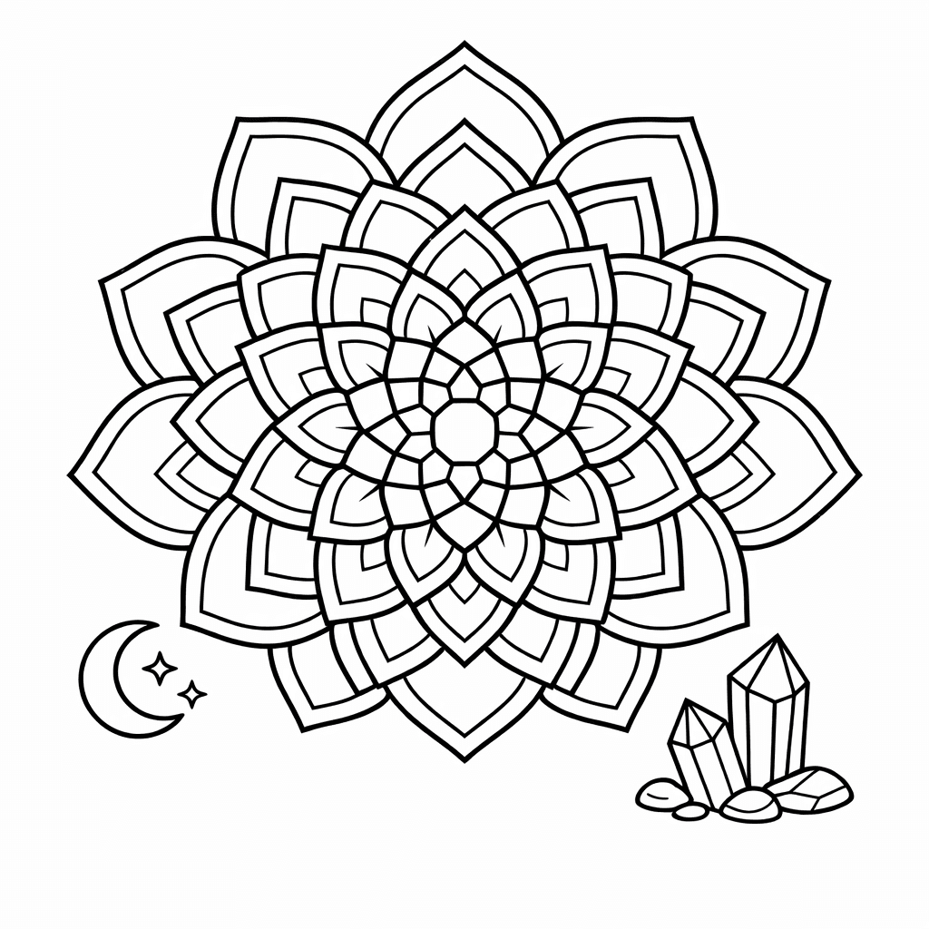 Free printable coloring page: Easy Mandala, for ages 7-12