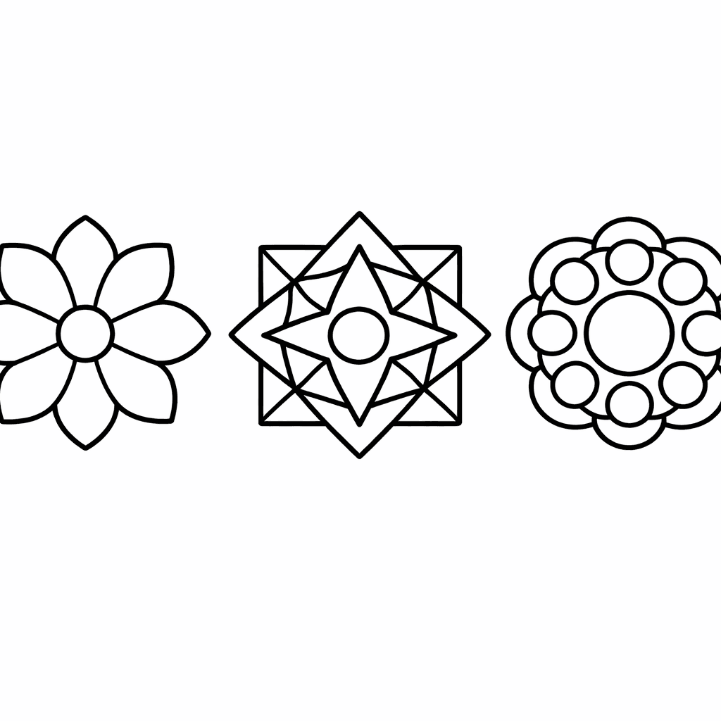 Free printable coloring page: Mandala 4 Sections, for ages 3-6