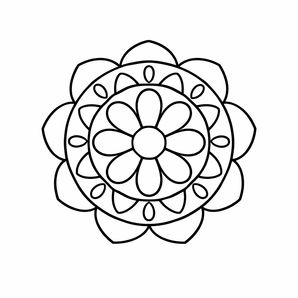 Free printable coloring page: Simple Circle Mandala, for ages 3-6