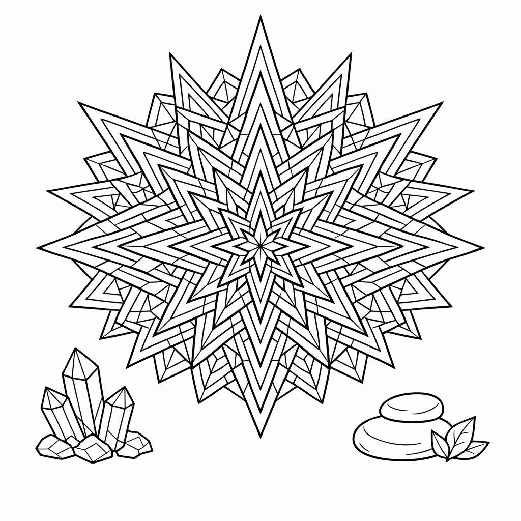 Free printable coloring page: Mandala With Points, for ages 7-12