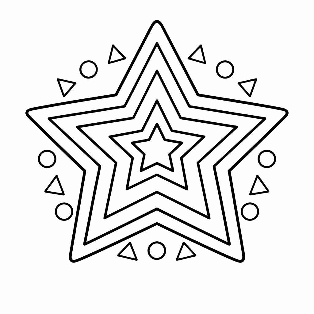 Free printable coloring page: Mandala Star Burst, for ages 3-6
