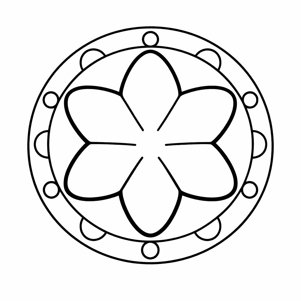 Free printable coloring page: Mandala And Lines, for ages 3-6