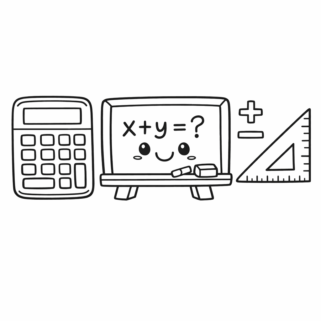 Free printable coloring page: Number Line With Unknown, for ages 7-12
