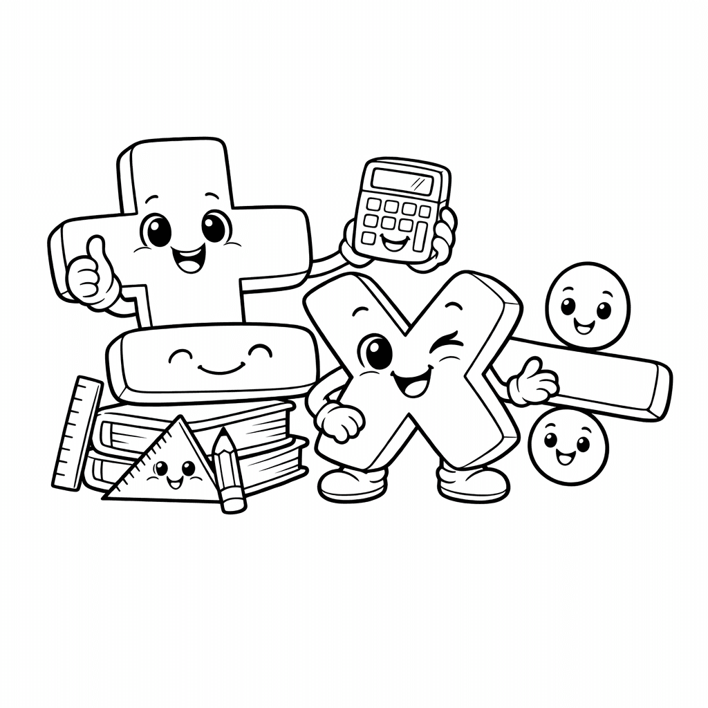 Free printable coloring page: Balance Scale With Shapes, for ages 7-12