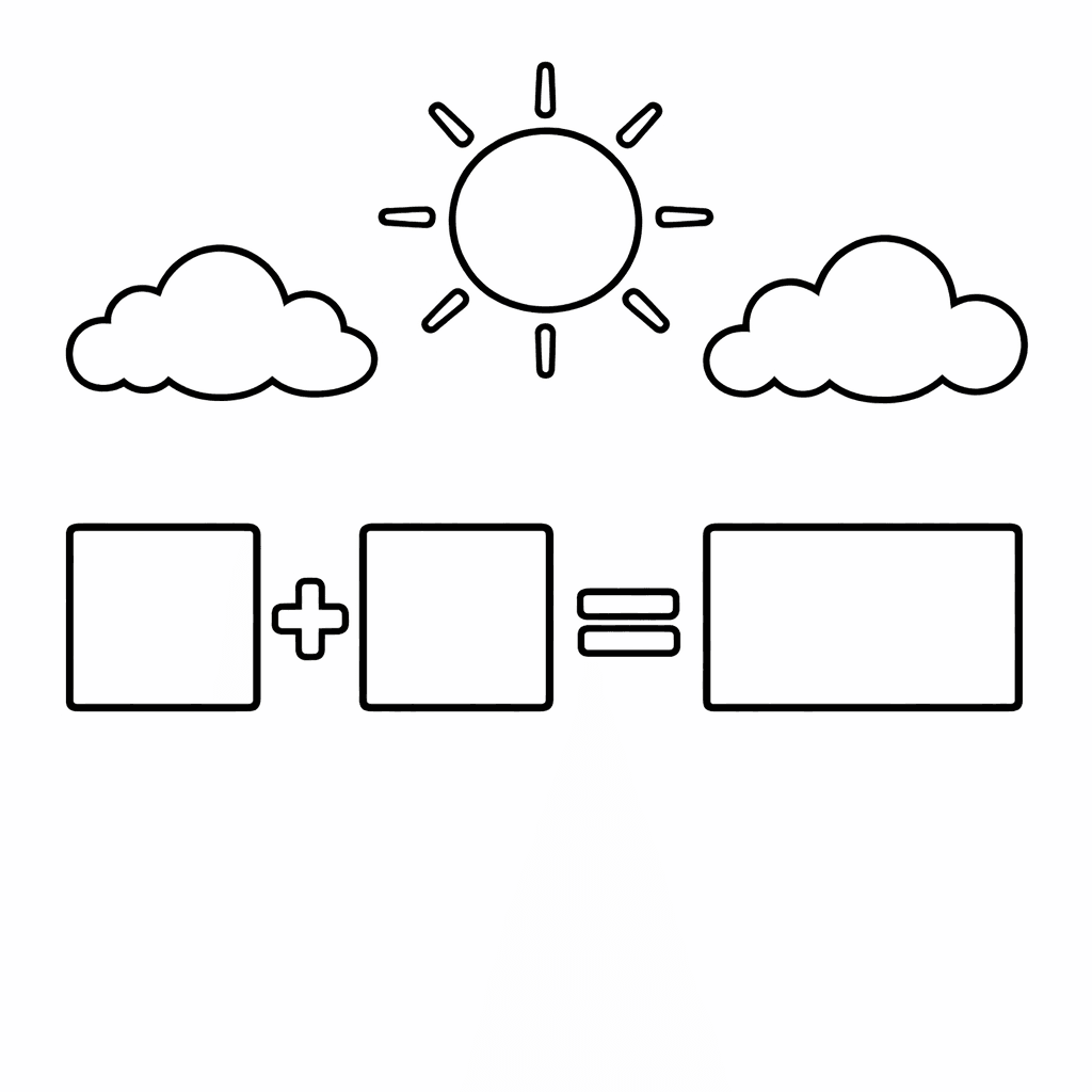 Free printable coloring page: Simple Equation Format, for ages 3-6