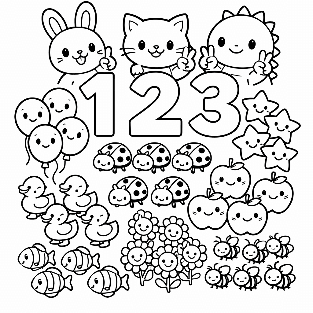 Free printable coloring page: Number Blocks Stacked, for ages 3-6