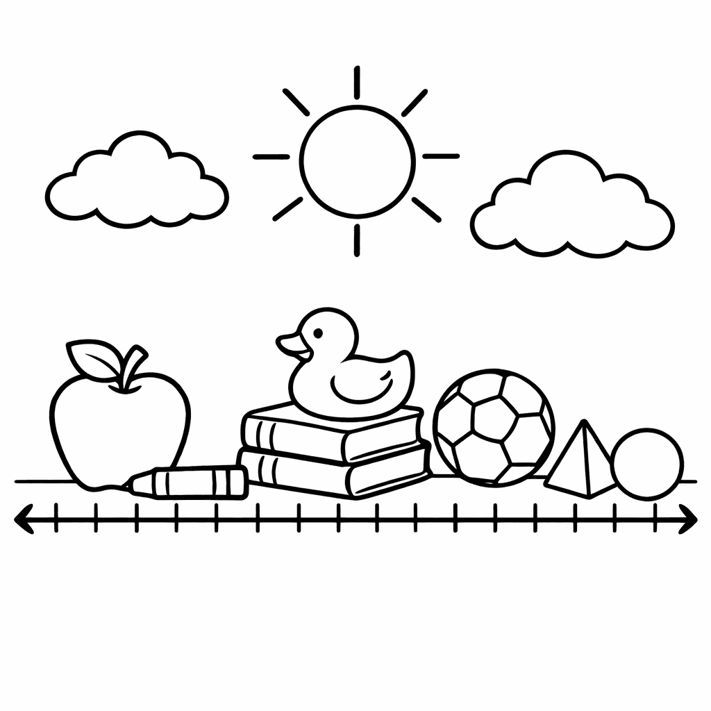 Free printable coloring page: Object Only: A Cute Counting & Numbers With…, for ages 3-6