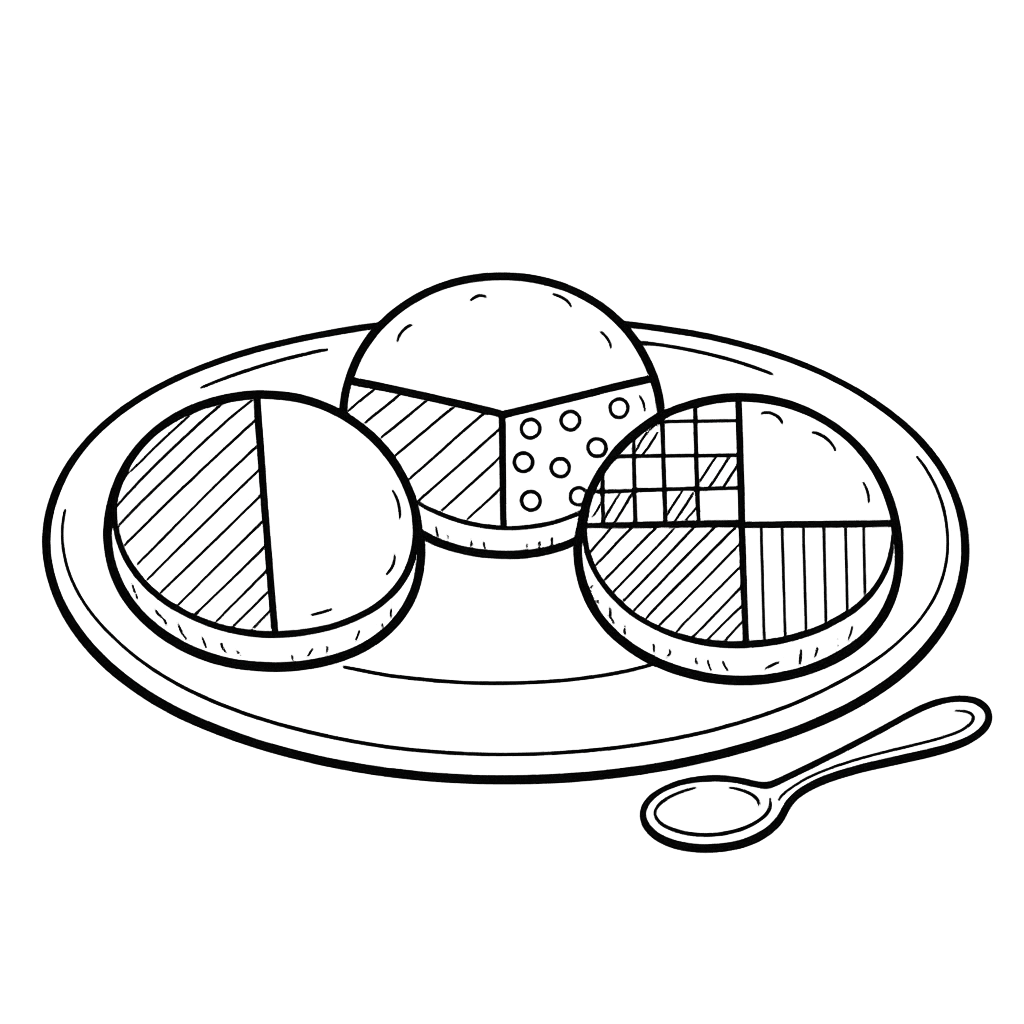 Free printable coloring page: Object Only: A Cute Fractions With Clean Outlines,…, for ages 7-12