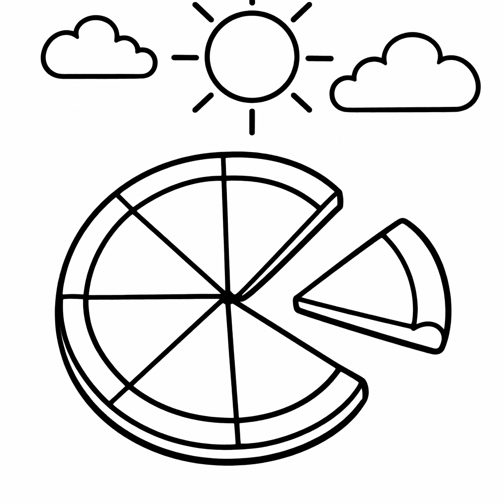 Free printable coloring page: Shape With Fraction Shading, for ages 3-6