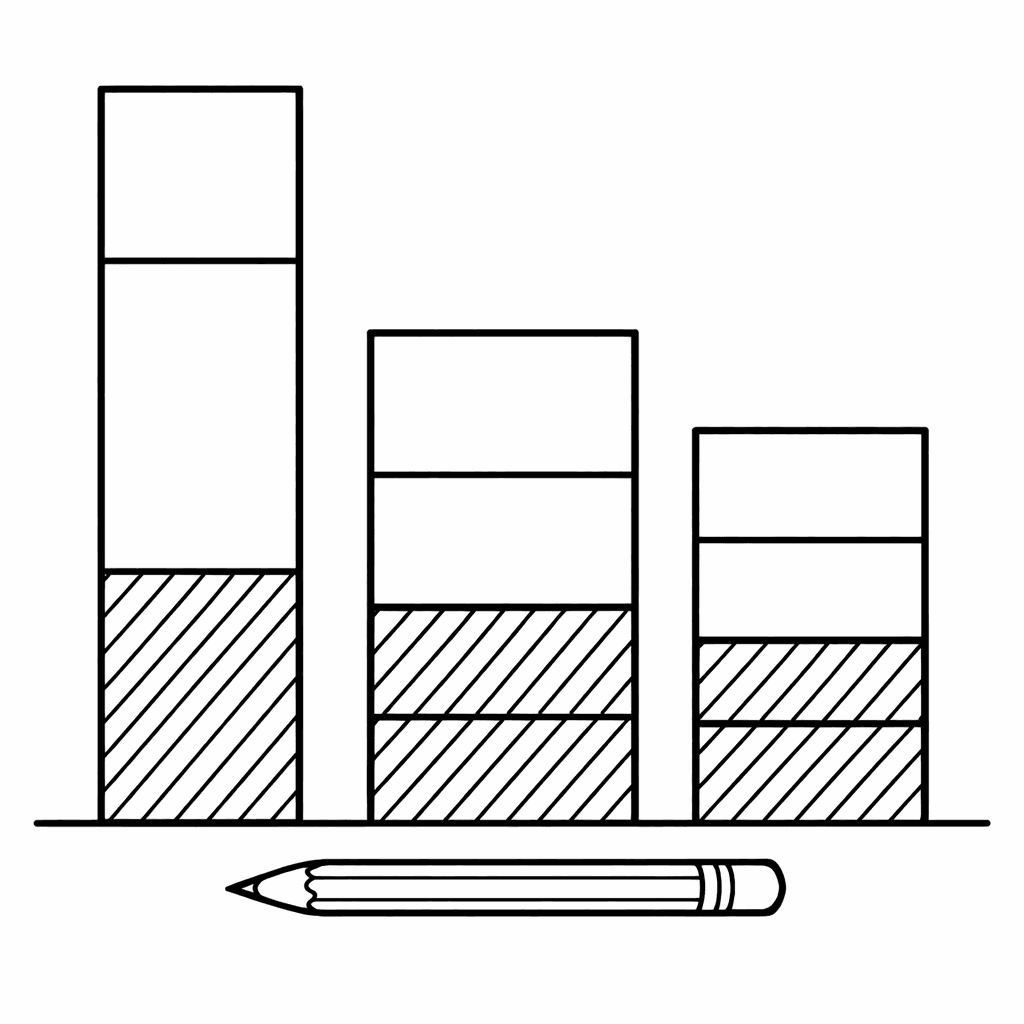 Free printable coloring page: Cookie With Fraction Parts, for ages 3-6