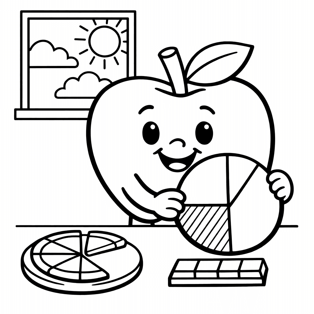 Free printable coloring page: Circle Divided Into Parts, for ages 3-6