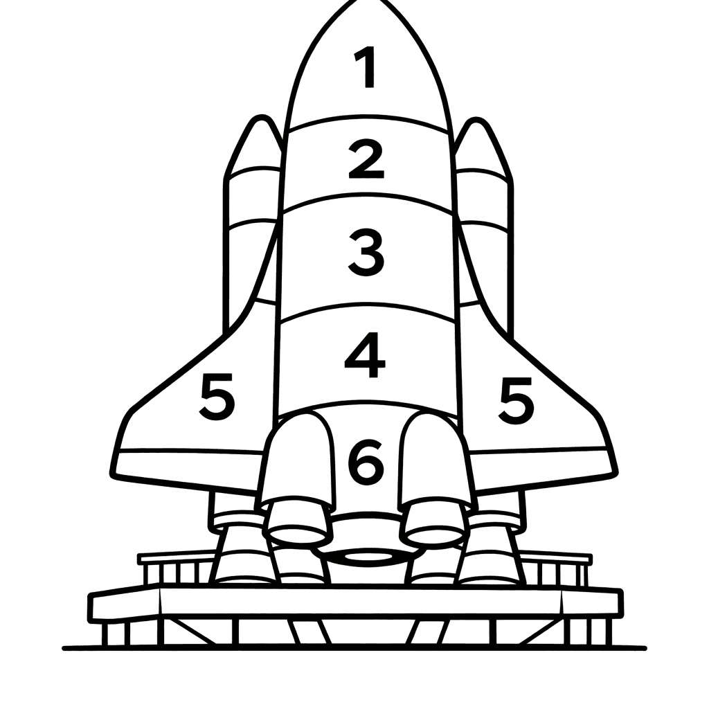 Free printable coloring page: Unicorn With Number Sections, for ages 3-6