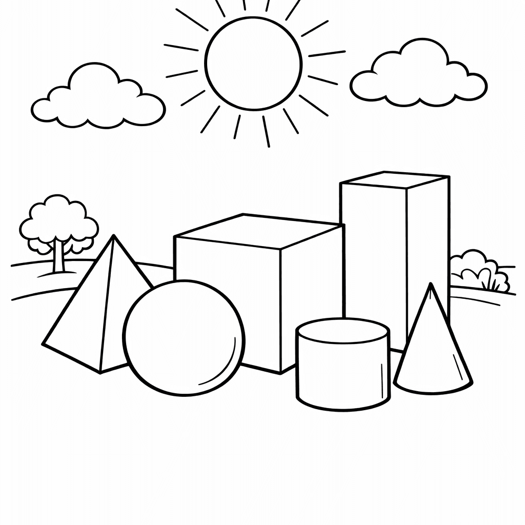 Free printable coloring page: Geometric Shapes Pattern, for ages 7-12