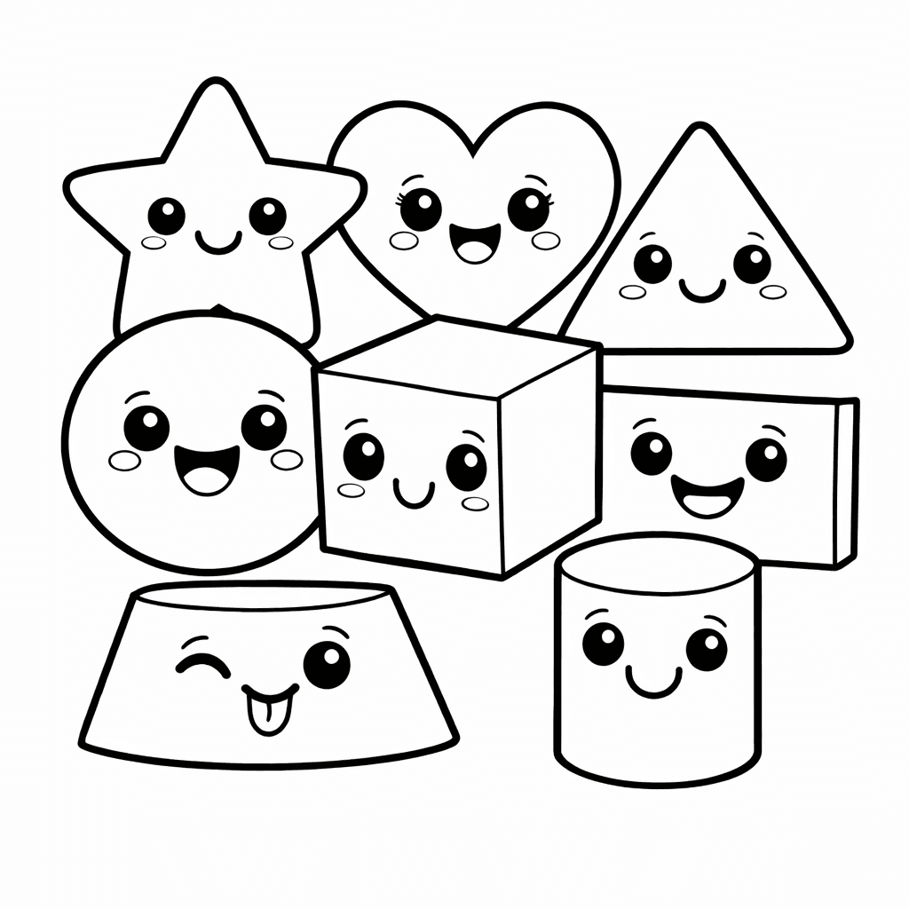 Free printable coloring page: Circle Square Triangle, for ages 3-6
