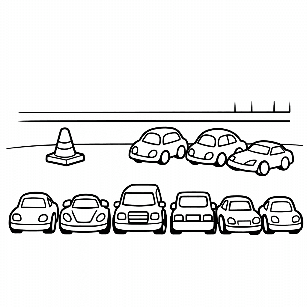 Free printable coloring page: Car With Number Sections, for ages 3-6