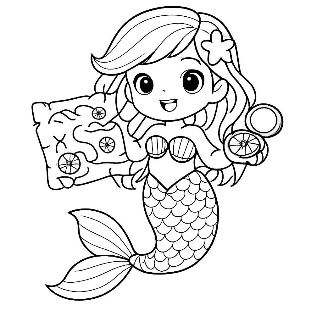 Free printable coloring page: A Mermaid Surfacing Near A Lighthouse On A…, for ages 3-6