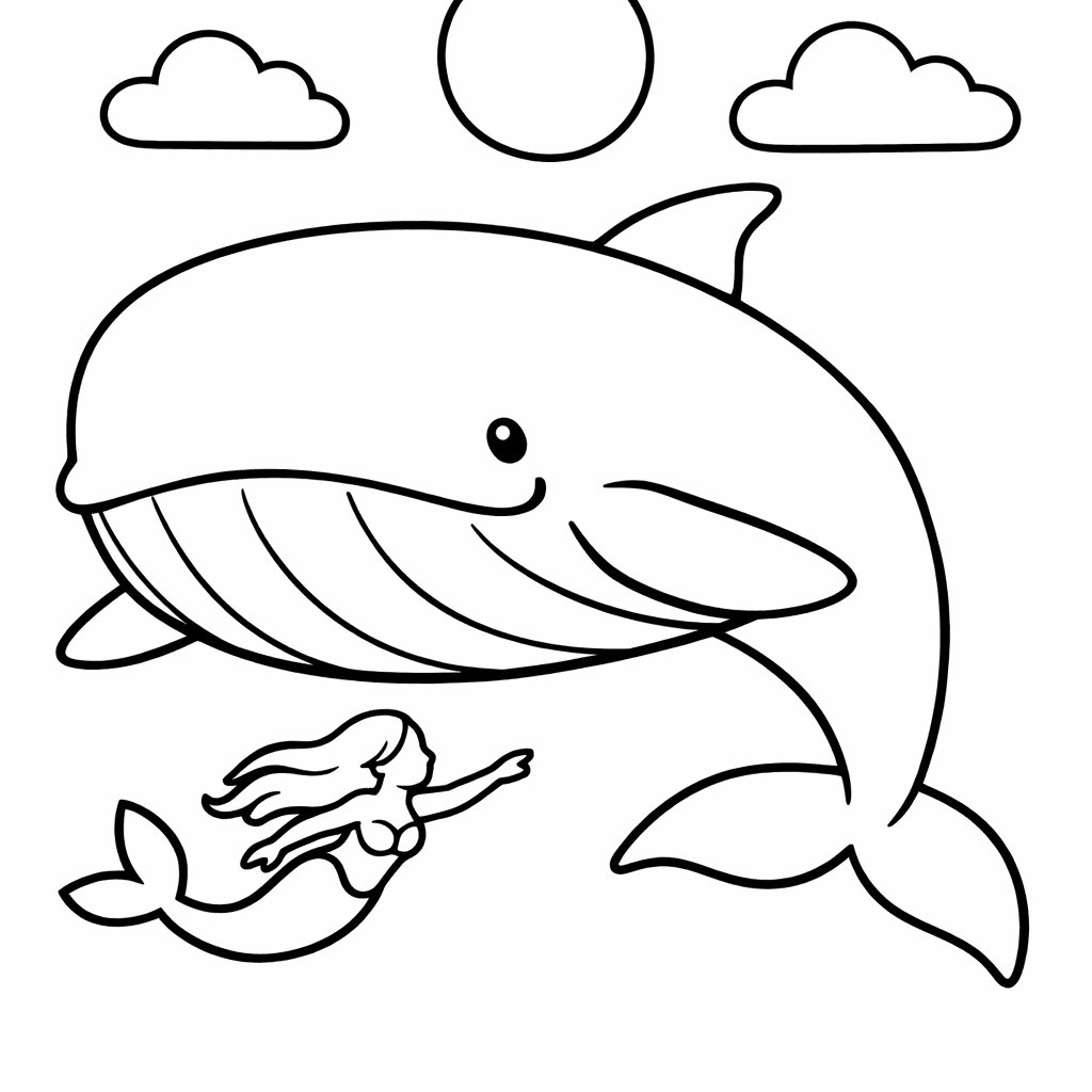 Free printable coloring page: A Mermaid Braiding The Mane Of A Sea…, for ages 3-6