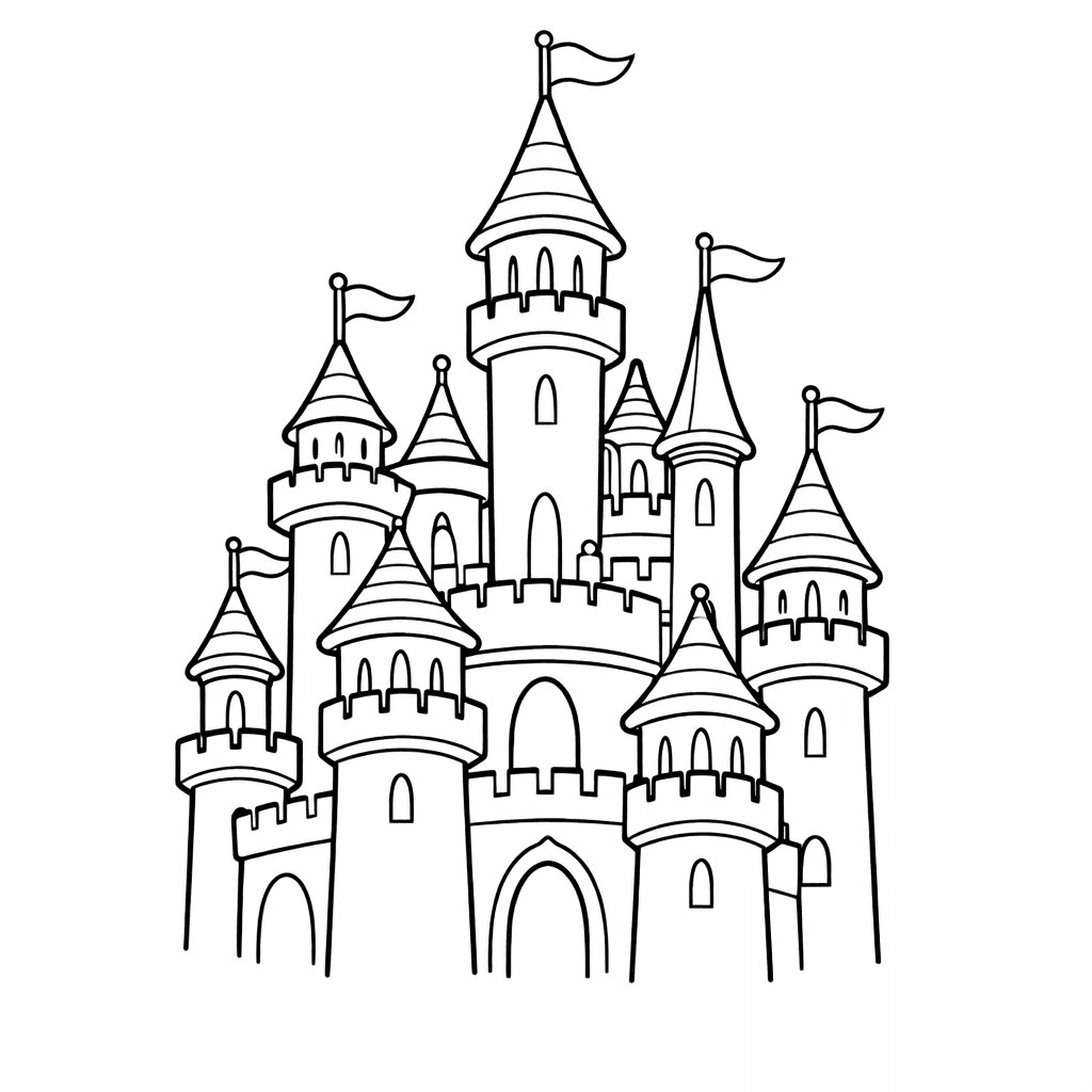 Free printable coloring page: A Mermaid Castle Gate With Two Seahorse Guards…, for ages 3-6