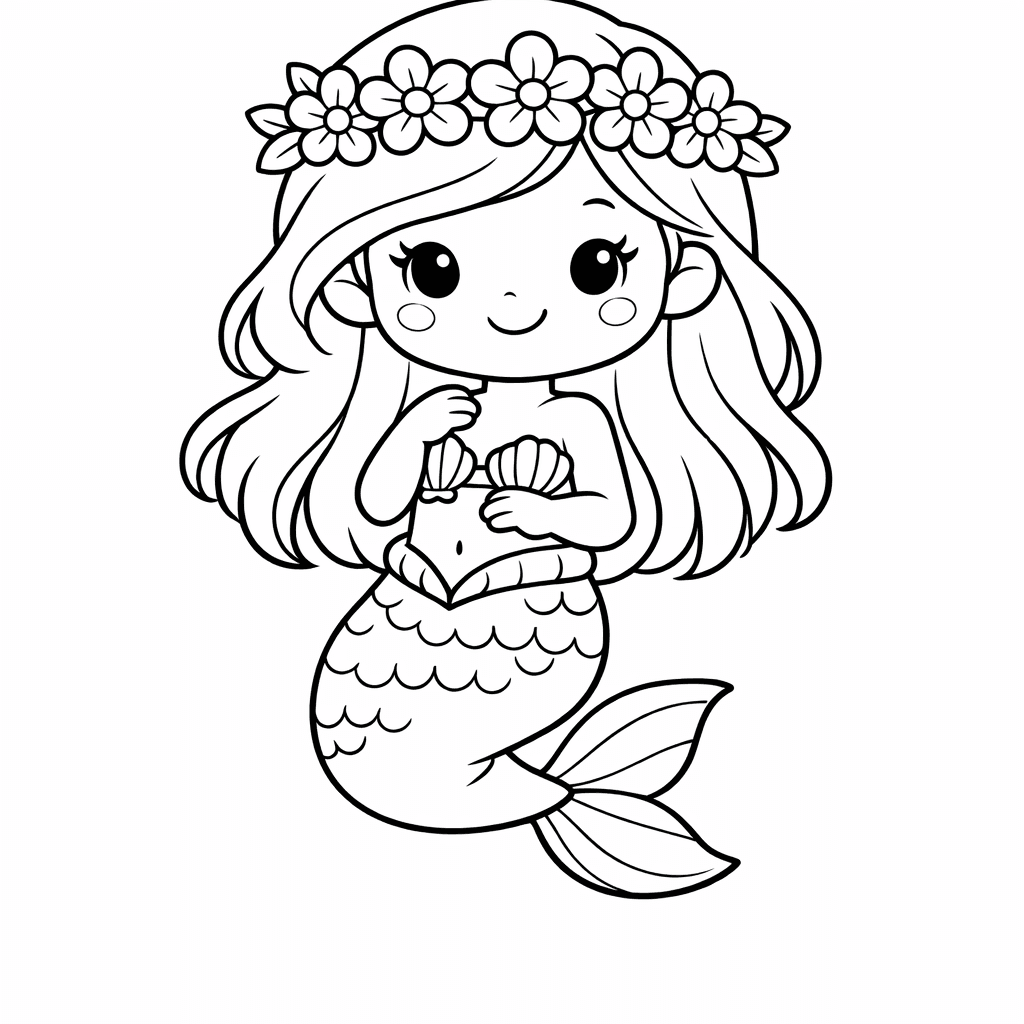Free printable coloring page: A Mermaid Sitting On A Rock Brushing Her…, for ages 7-12