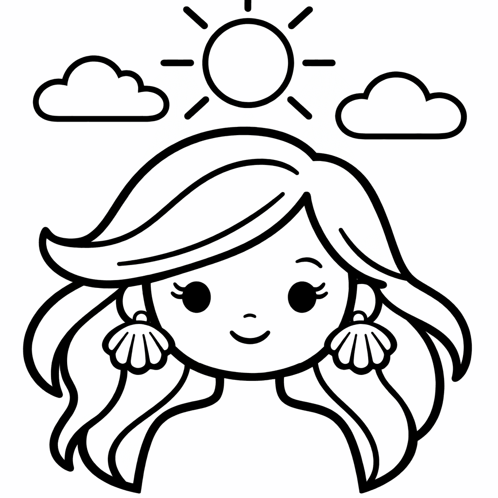 Free printable coloring page: A Mermaid Standing Waist-deep In Water Holding A…, for ages 3-6