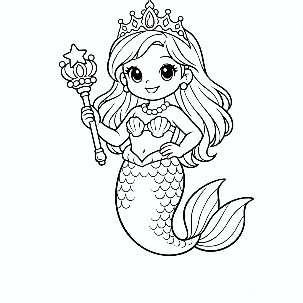 Free printable coloring page: A Mermaid Princess Waving From The Balcony Of…, for ages 7-12