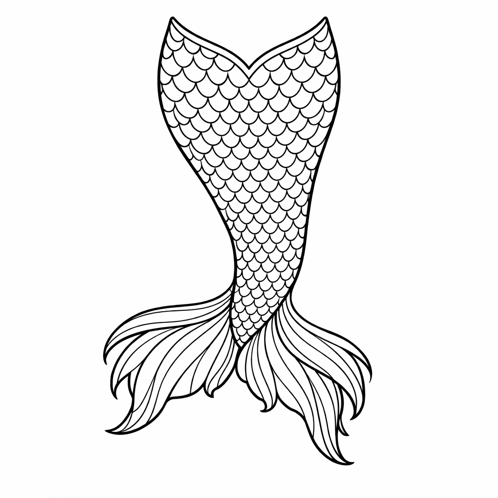 Free printable coloring page: A Mermaid Tail Splashing Out Of Water, Droplets…, for ages 7-12