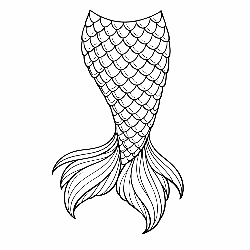 Free printable coloring page: A Mermaid Tail Draped Over A Rock With…, for ages 7-12