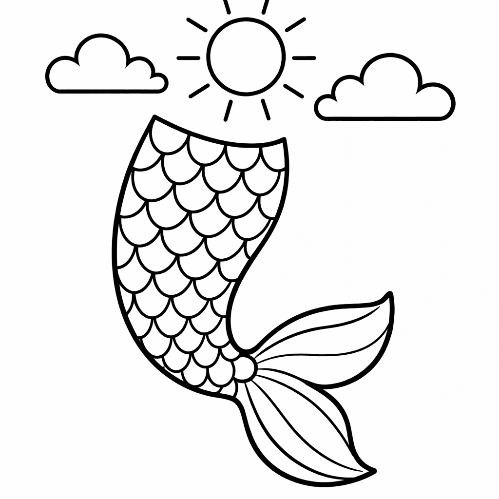 Free printable coloring page: A Detailed Close-up Of A Mermaid Tail With…, for ages 3-6