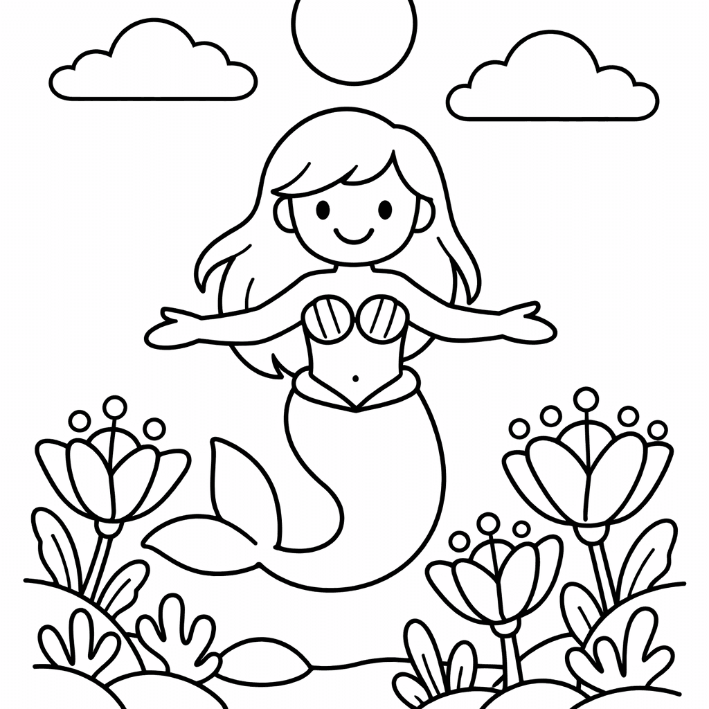 Free printable coloring page: A Magical Underwater Garden With Bioluminescent Flowers Glowing…, for ages 3-6