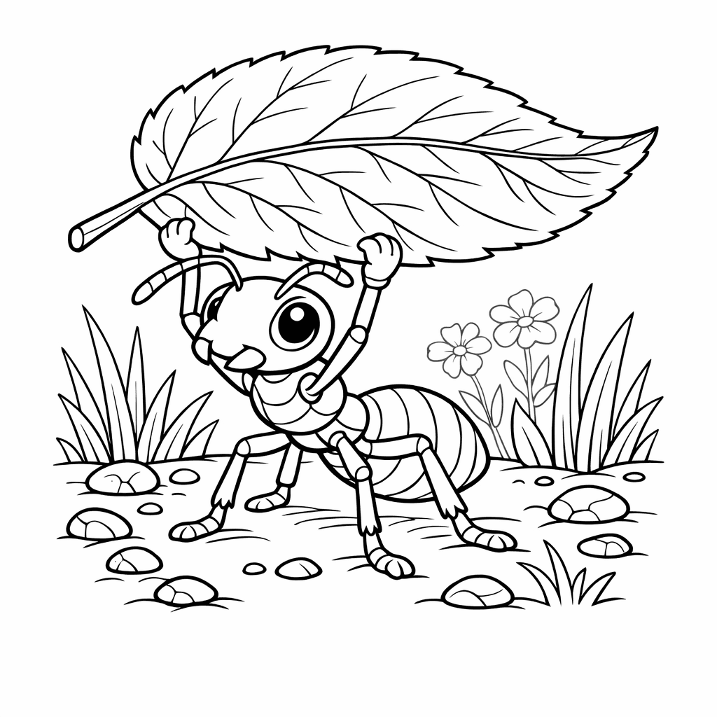 Free printable coloring page: Object Only: Two Or Three Ants Side By…, for ages 7-12