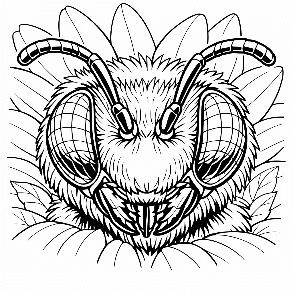 Free printable coloring page: Bee And Hive, for ages 7-12