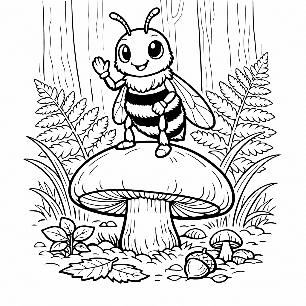 Free printable coloring page: Object Only: Two Or Three Bees Side By…, for ages 7-12