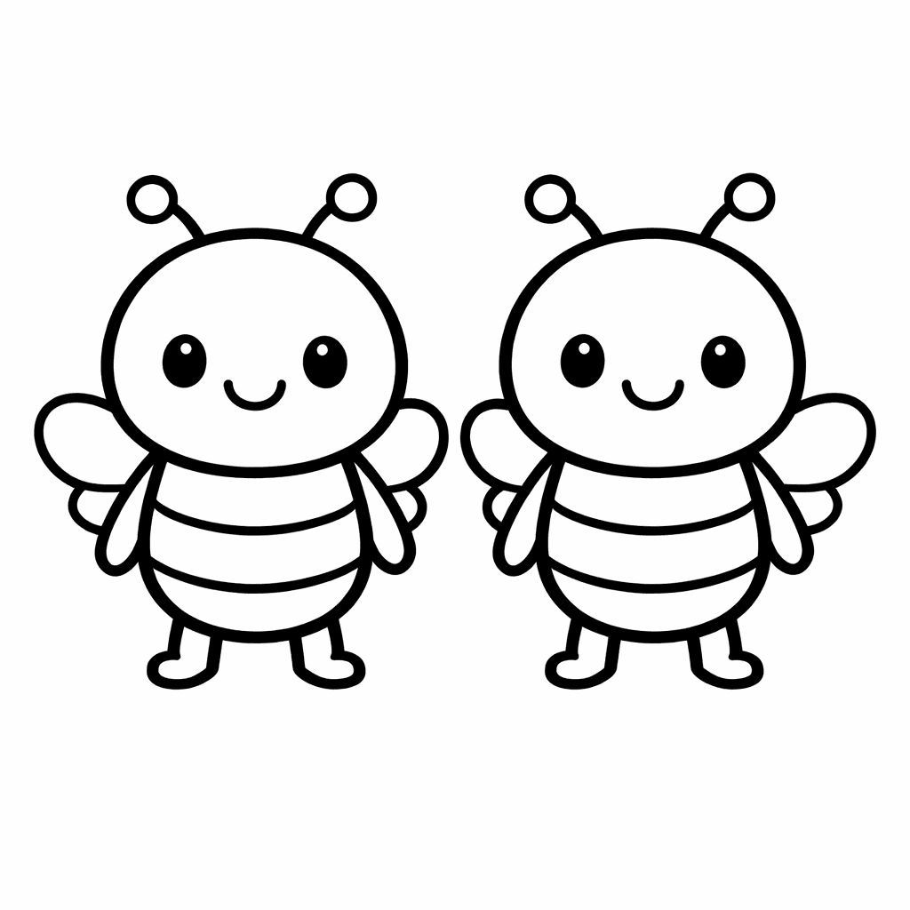Free printable coloring page: Friendly Bee, for ages 3-6