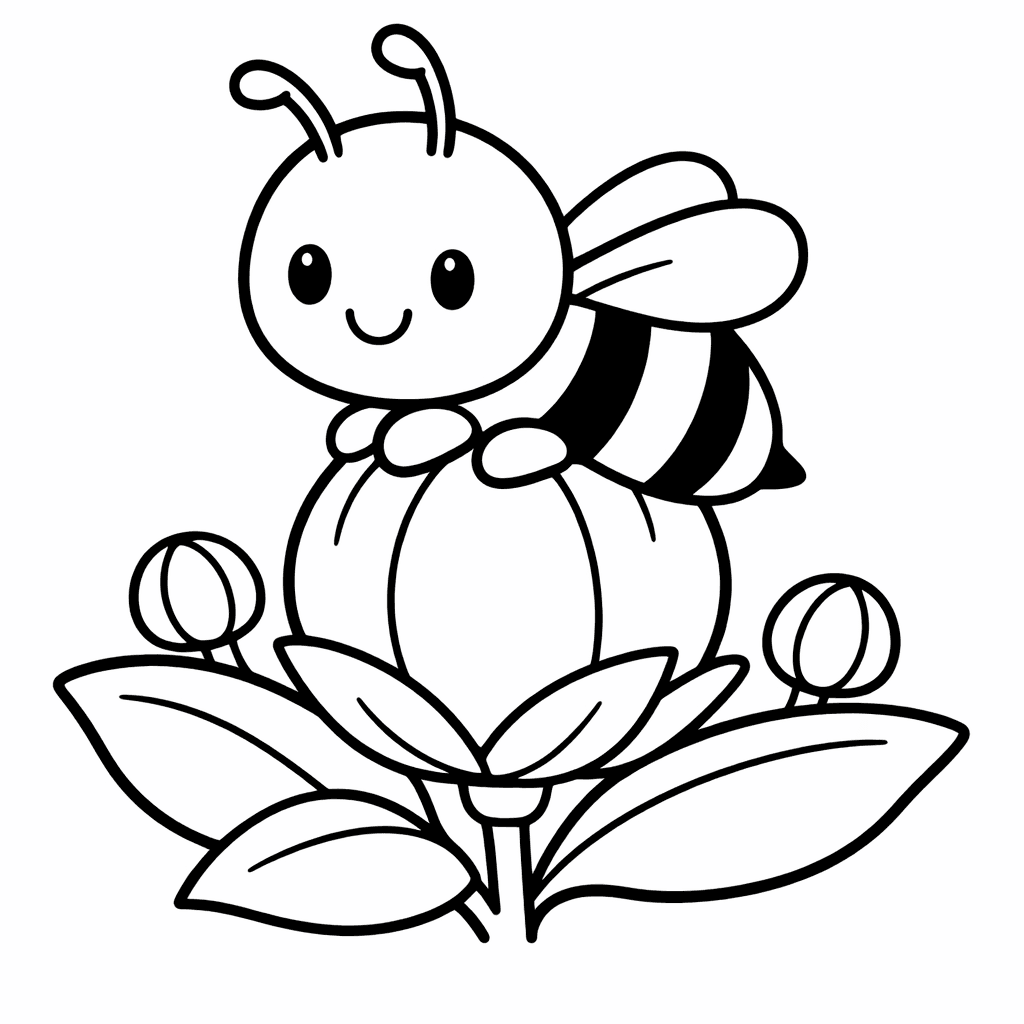 Free printable coloring page: Bee And Honey, for ages 3-6