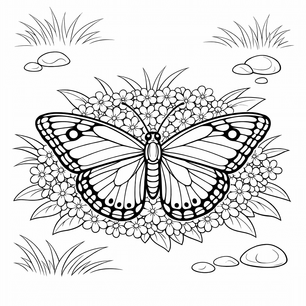 Free printable coloring page: Single Butterfly, for ages 7-12