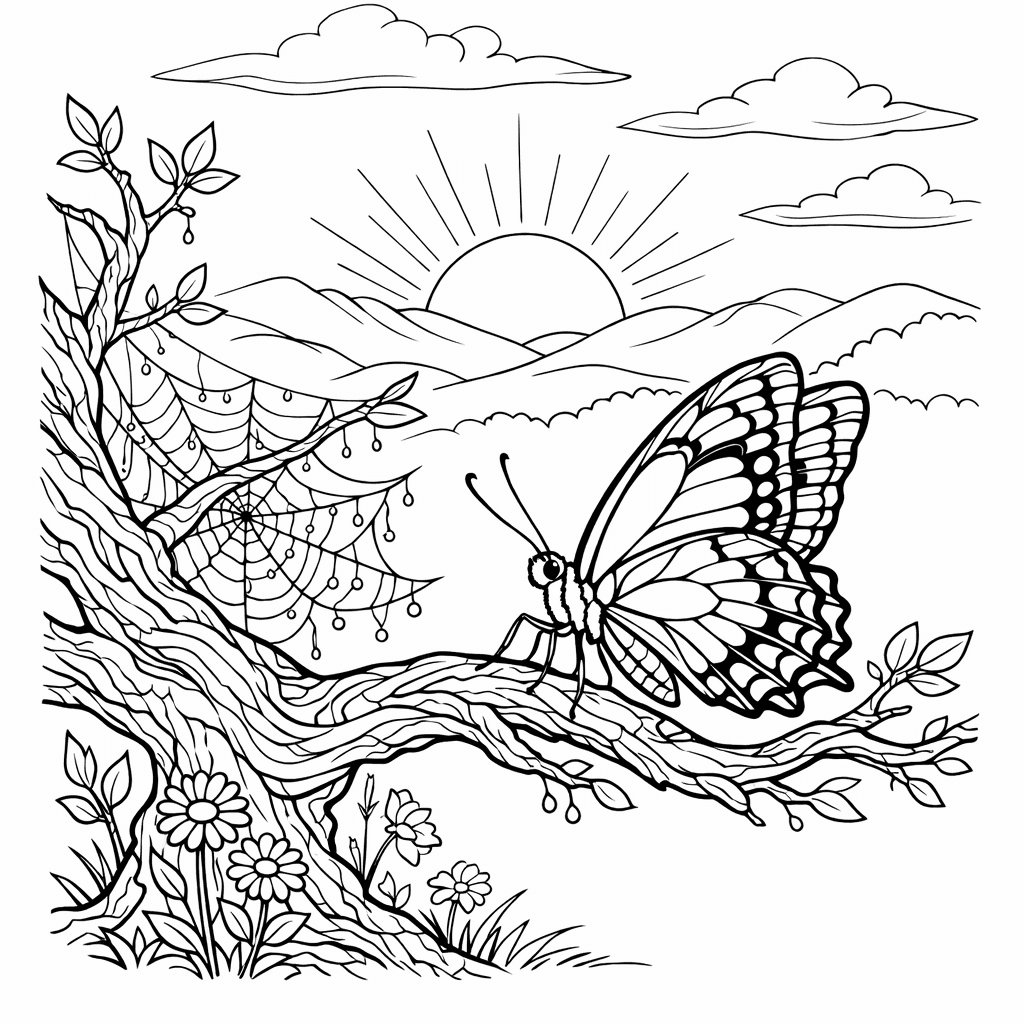 Free printable coloring page: Two Butterflies, for ages 3-6