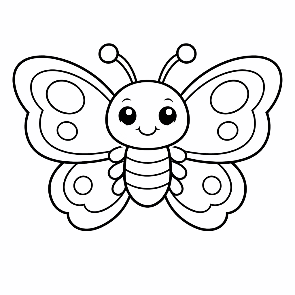 Free printable coloring page: Butterfly In Garden, for ages 3-6