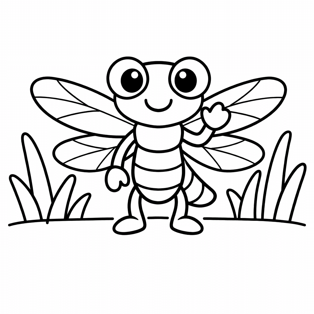 Free printable coloring page: Dragonfly Face, for ages 3-6
