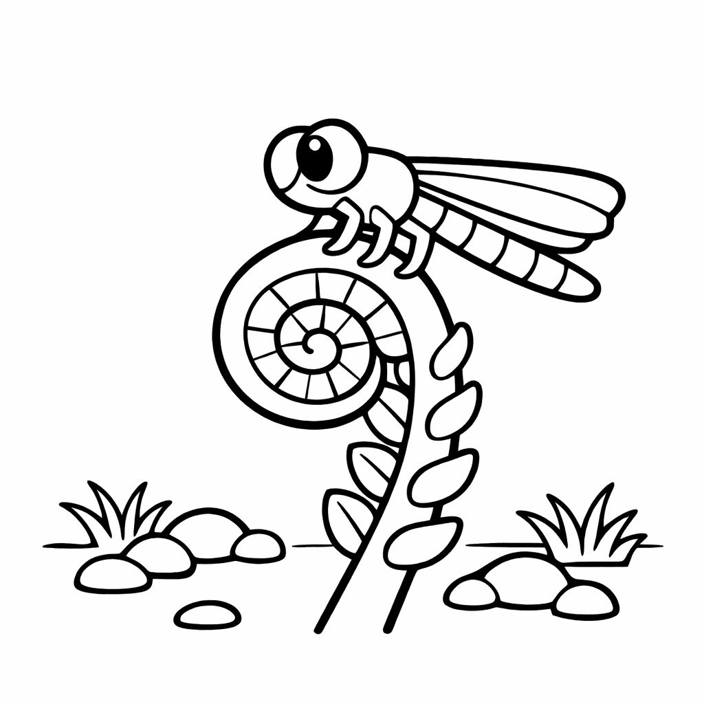 Free printable coloring page: Dragonfly Flying, for ages 3-6