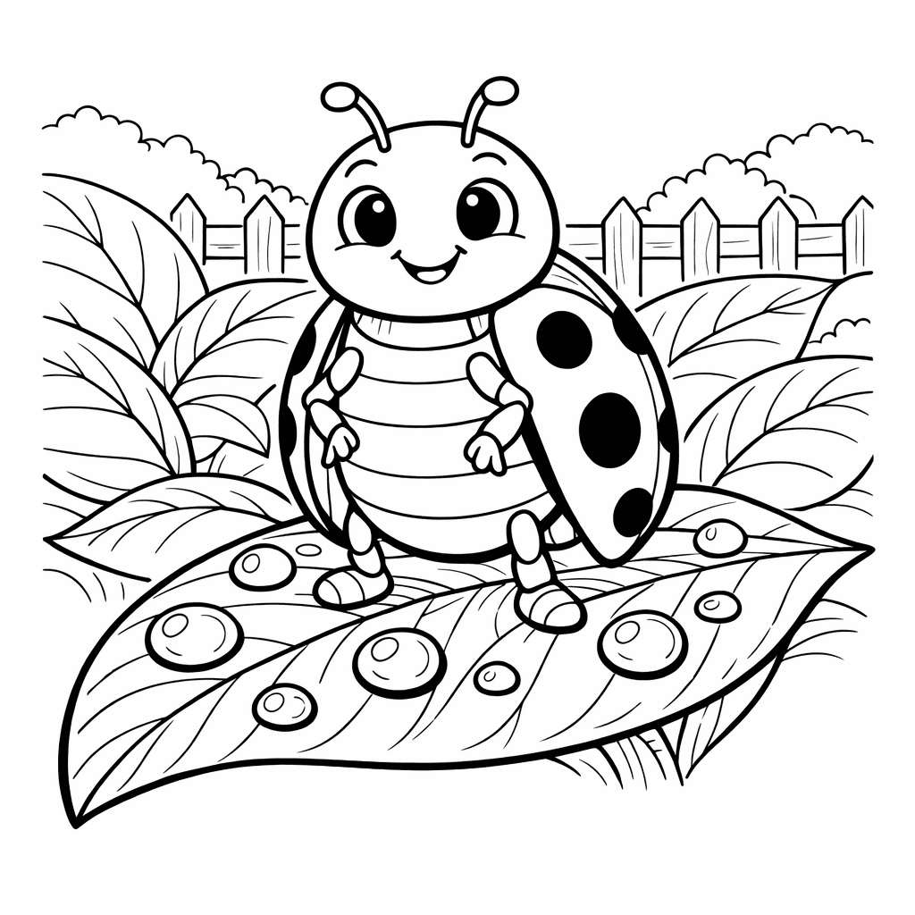 Free printable coloring page: Ladybug And Grass, for ages 7-12